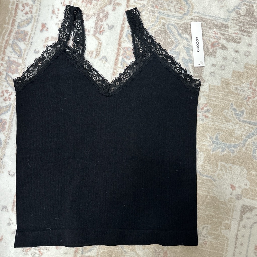 3/$7 Black Lace Trim Tank Top